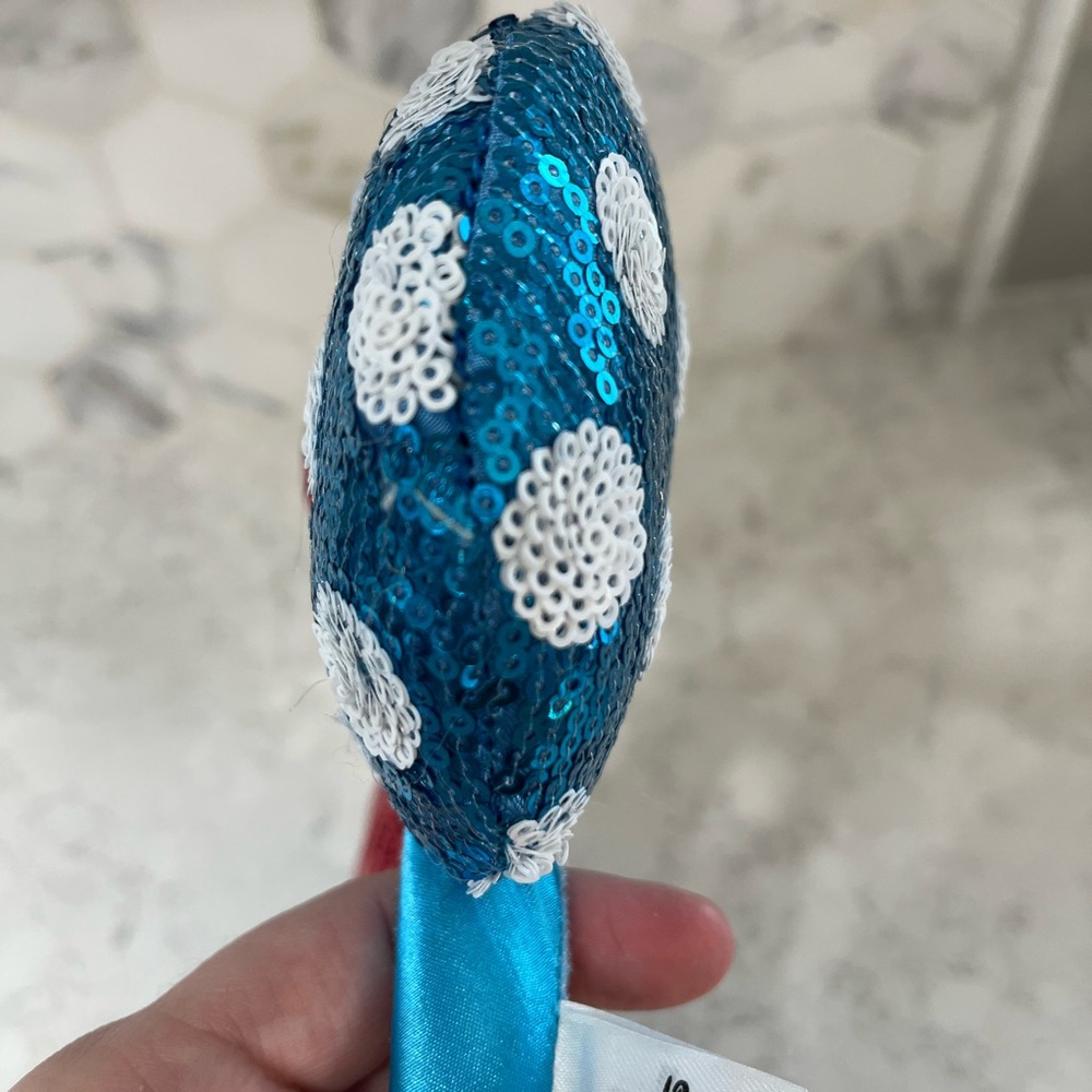 Disney Parks Classic Minnie Ear Sequin Headband Blue Polka Dot Red Bow and Daisy - Picture 10 of 16